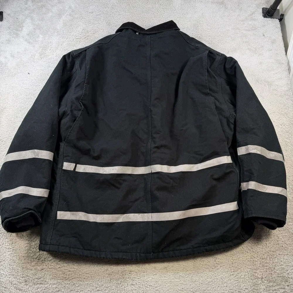Vintage Carhartt Jacket Men 52 2XL Black Duck Canvas Quilt Lined Reflective Work